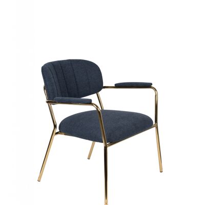 Lounge chair jolien arm gold/dark blue
