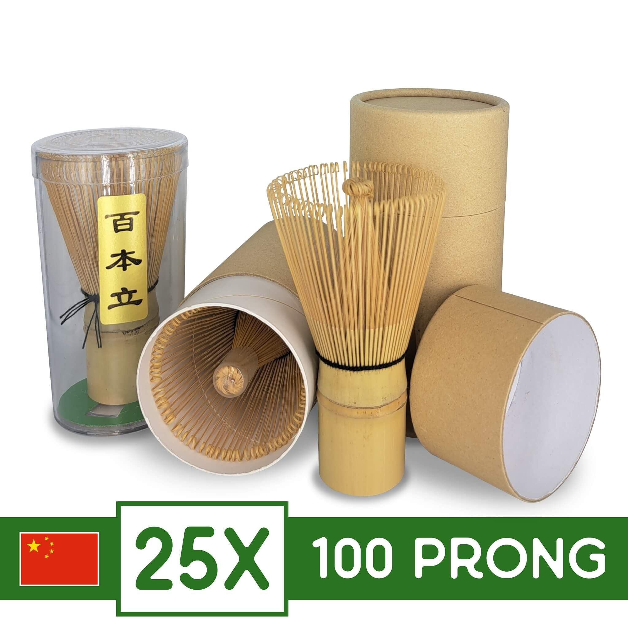 Matcha whisk (Chasen) made of white bamboo with 100 bristles (25x)