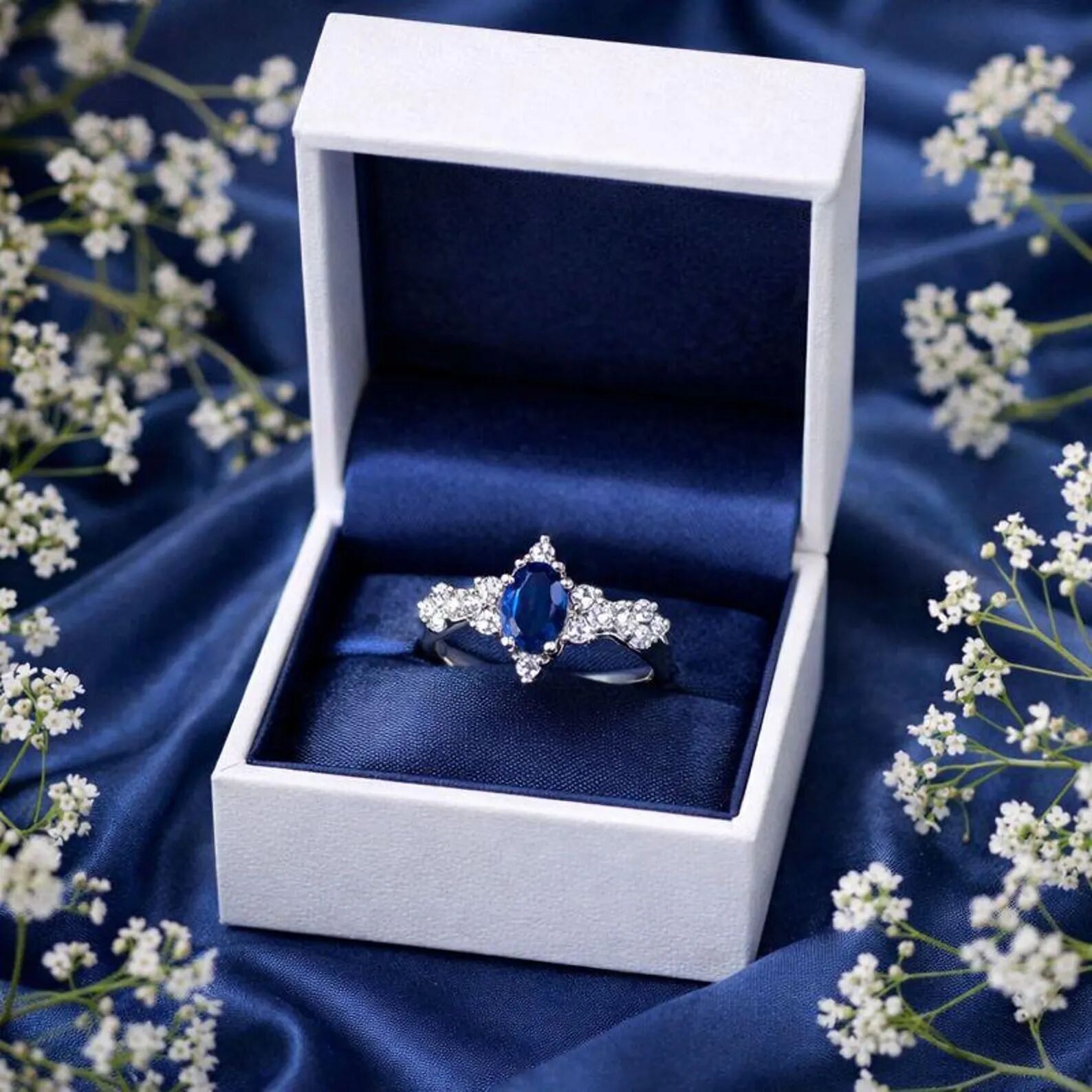 Elegant Synthetic Blue Sapphire Ring