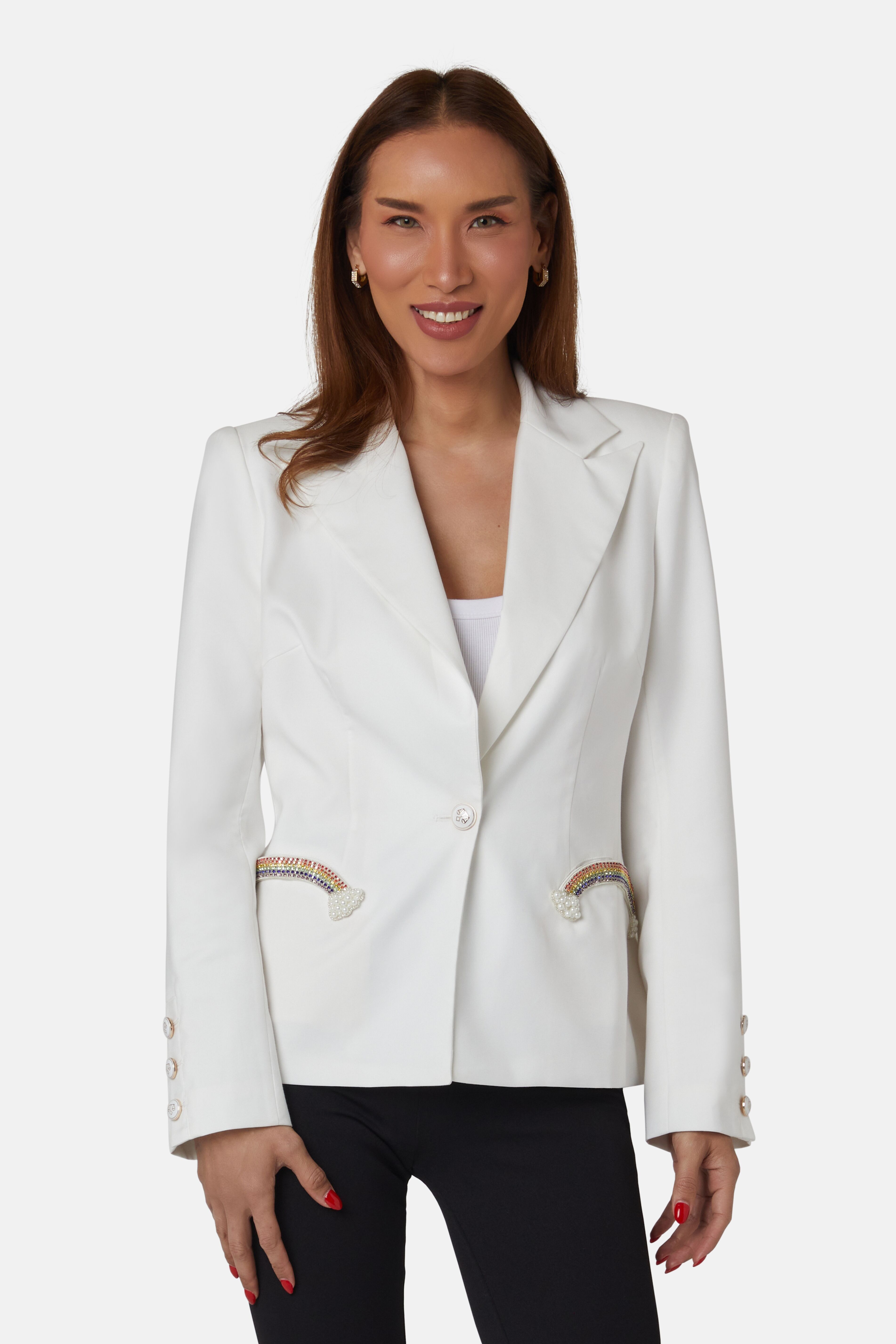 PB Pride Blazer – mit verziertem Kristallregenbogen und Perlenwolken