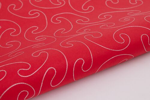Hand Embroidered Gift Wrap Sheet - EB Red/Silver