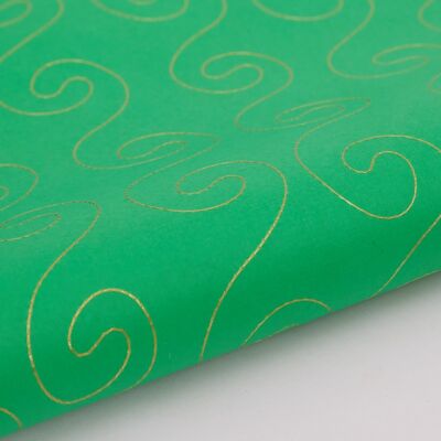 Hoja de papel de regalo bordada a mano - EB Verde / Dorado