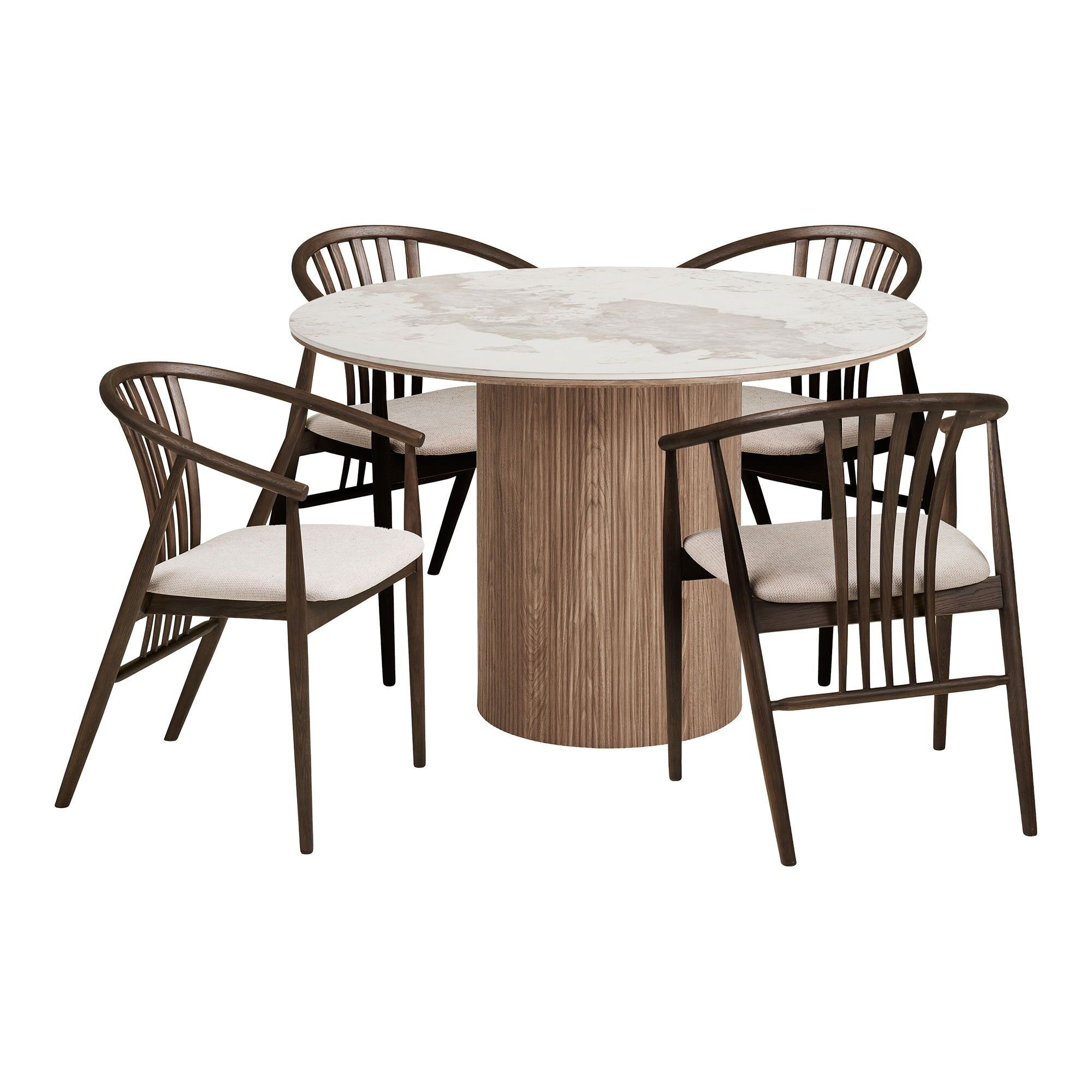 Dining Set, Athens Dining Table and 4 Agustin Dining Chairs