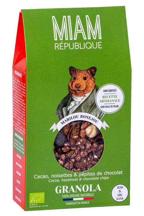 Muesli Chocolat - Cacao, Noisettes & Pépites de Chocolat     320g muesli crunchy