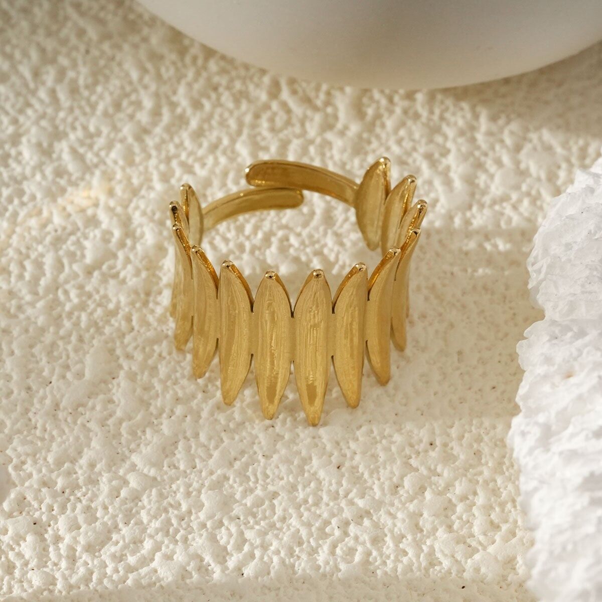 Bague Ajustable Style Nature En Forme De Feuilles