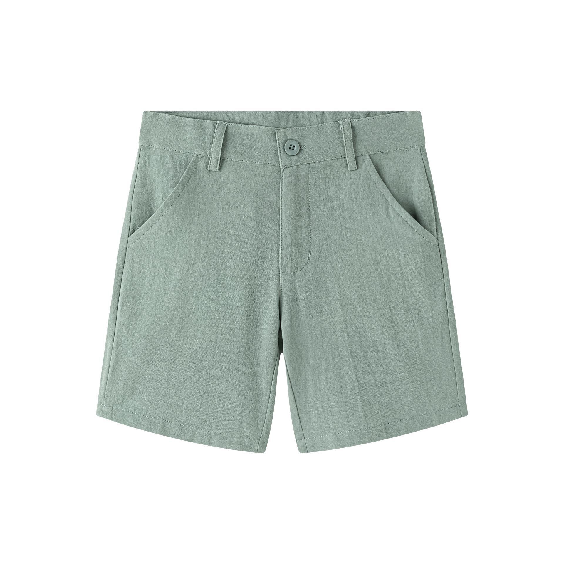 Bermuda shorts for boys 3-9 years, linen cotton, medium green, dress JBV96246
