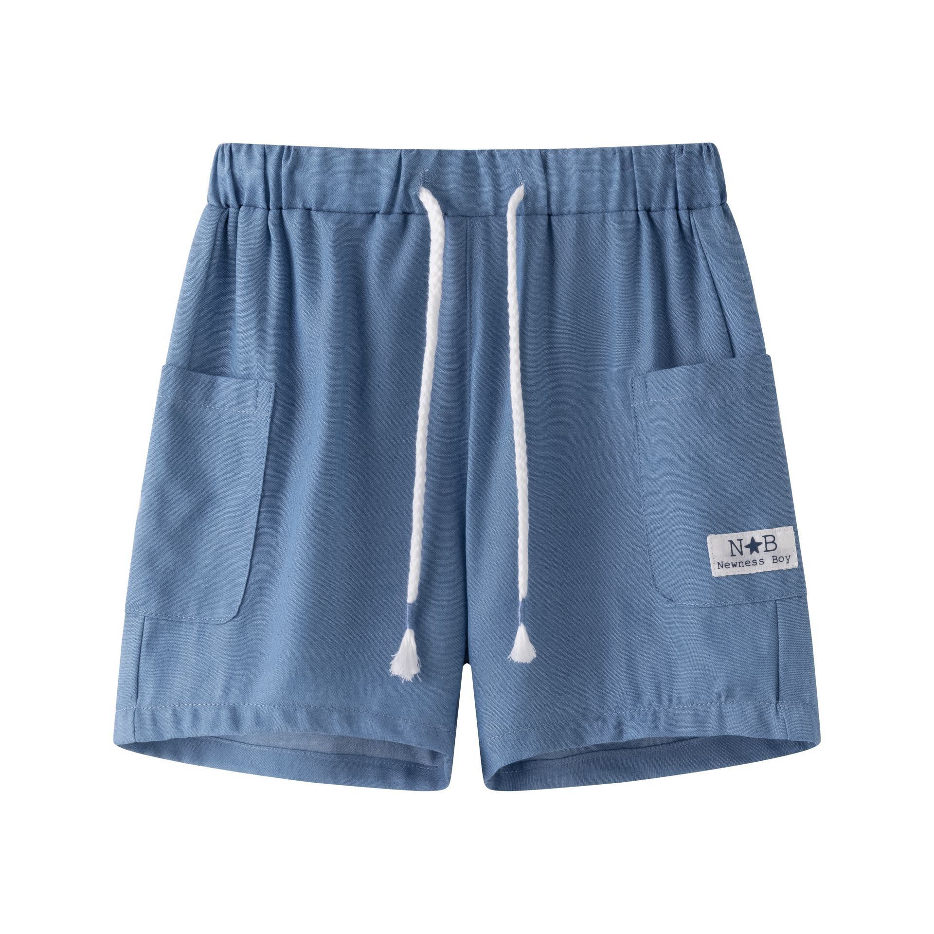 Boys' linen shorts, blue stretch, sizes 3-9 years, JBV96291
