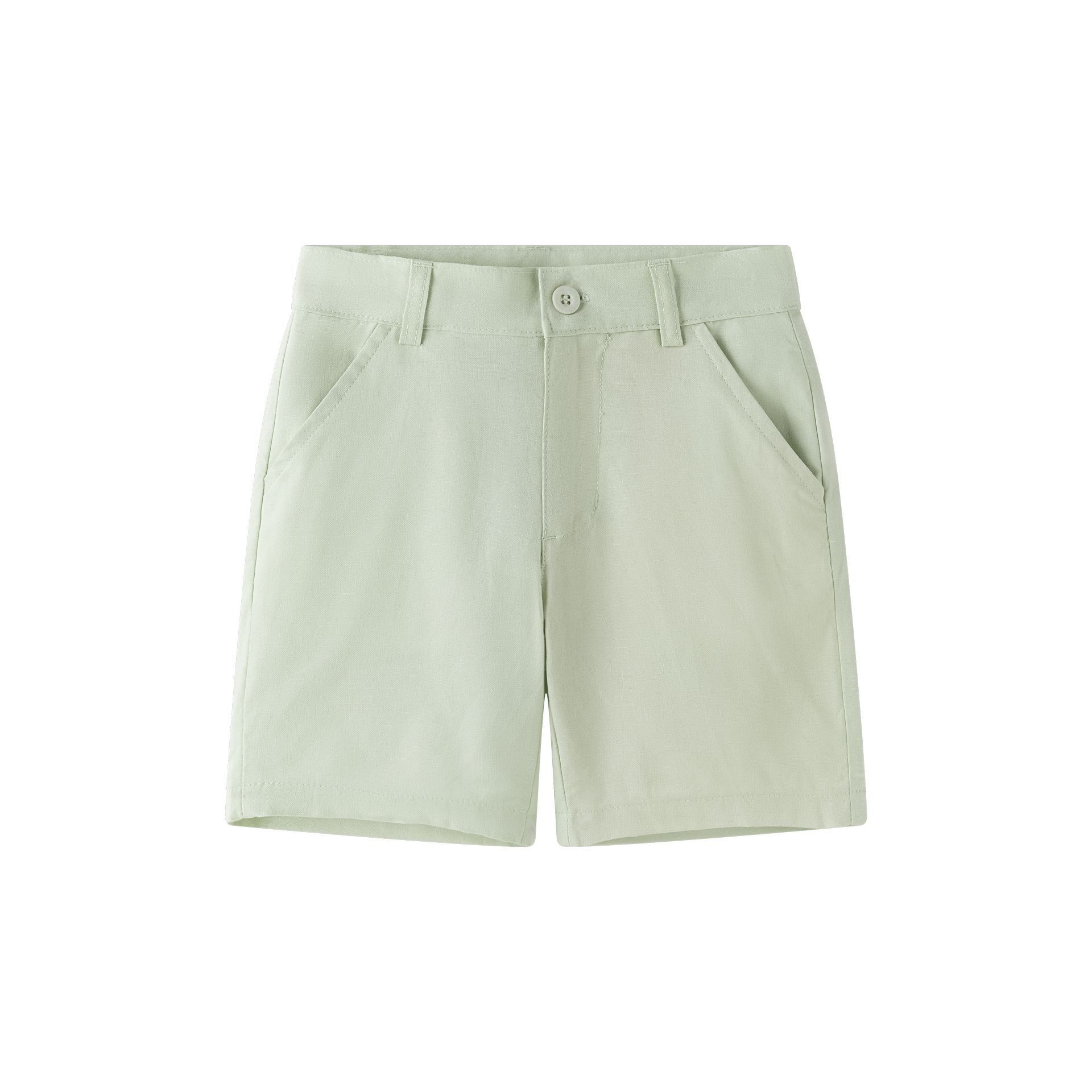 Bermuda shorts for boys, green linen, adjustable JBV96307