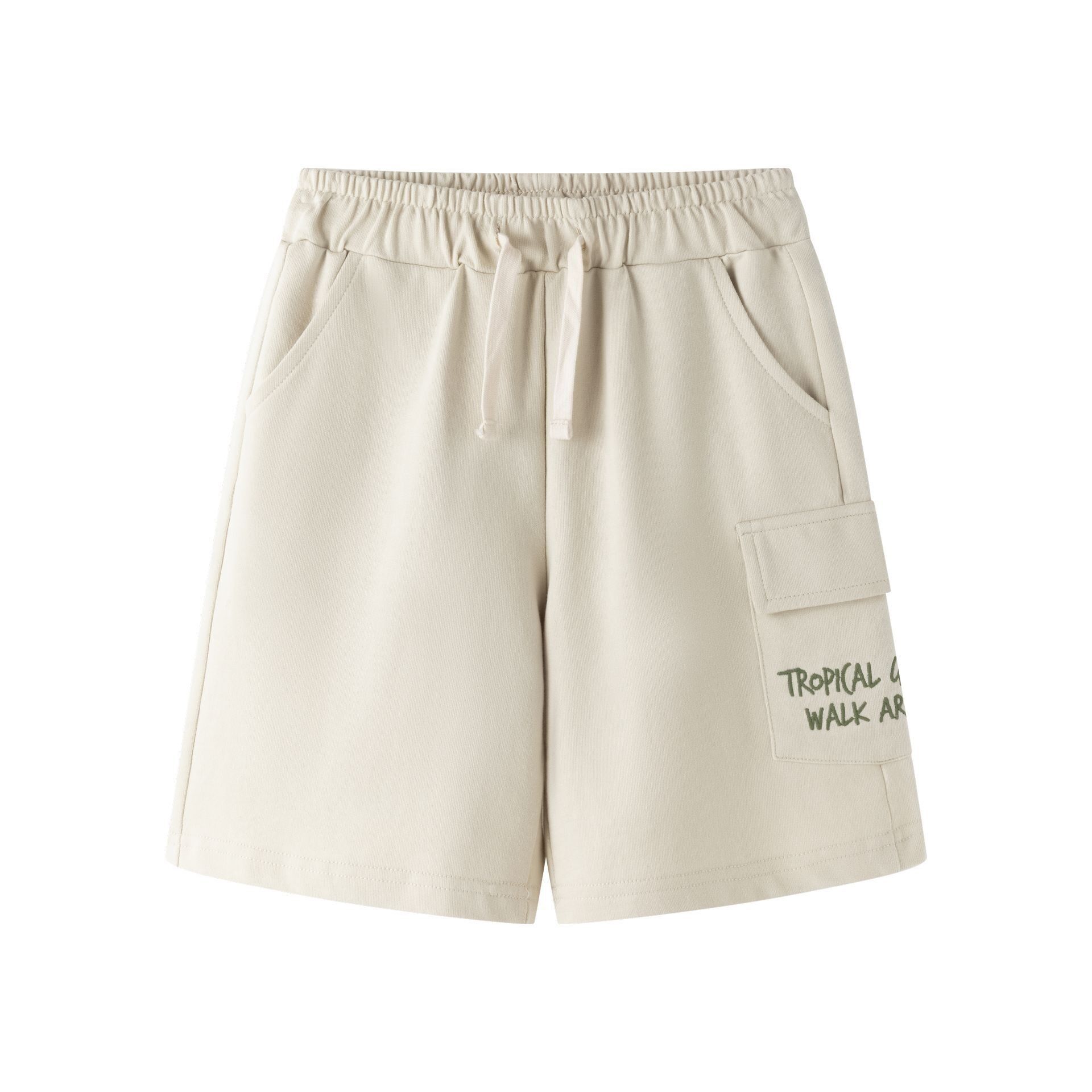 Boys' shorts, size 7-12 years, beige elastic, KBV66249