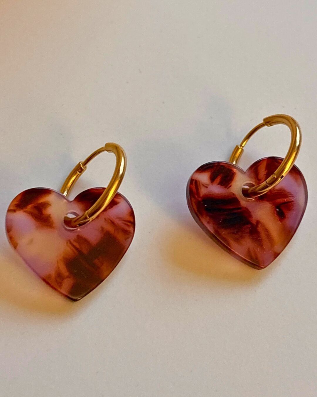Rose heart earrings – gold-plated stainless steel hoops / Valentine's Day