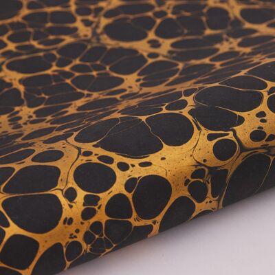 Hand Marbled Gift Wrap Sheet - Bubbles Gold
