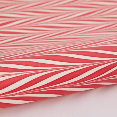 Hand Marbled Gift Wrap Sheet - Candy Stripes Red