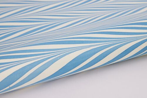 Hand Marbled Gift Wrap Sheet - Candy Stripes Blue