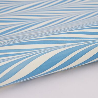 Hand Marbled Gift Wrap Sheet - Candy Stripes Blue