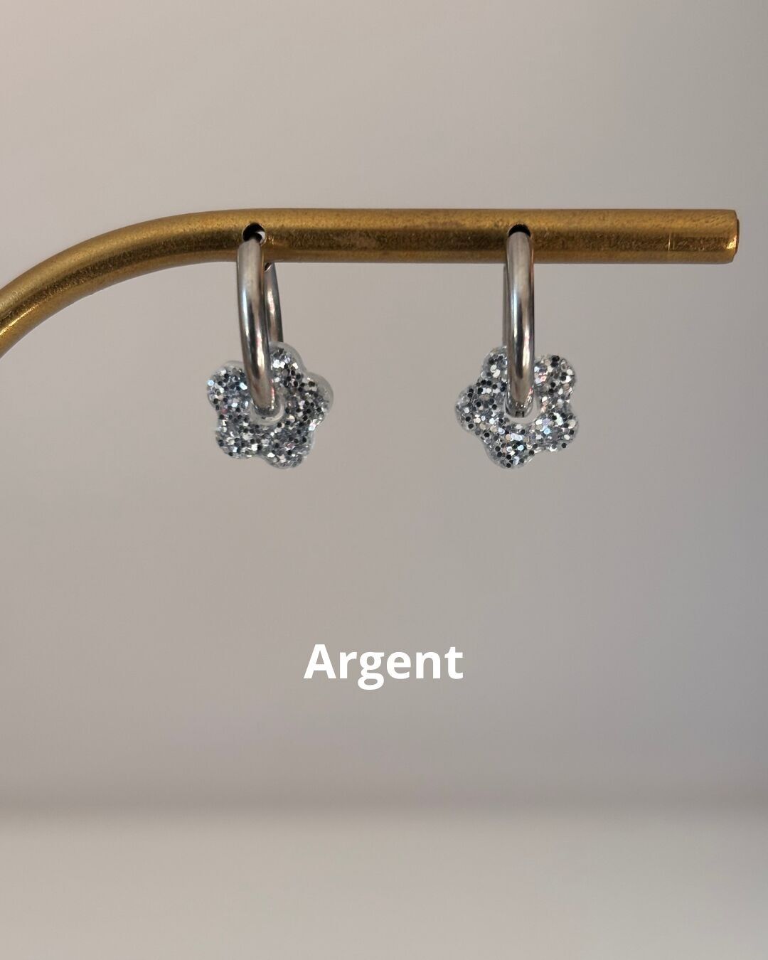 Mini Flower Earrings - Gold Hoops & Resin Tassels