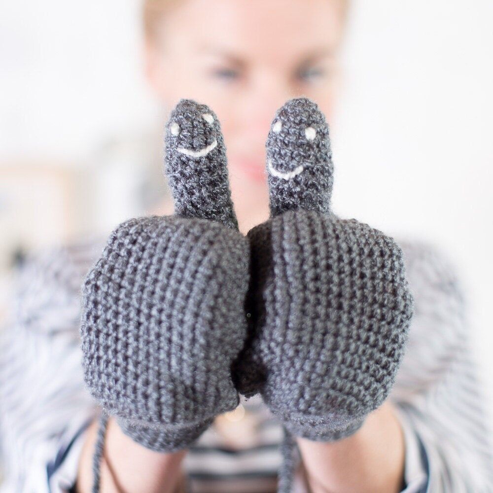 Smiley Face Mittens - Adult Size