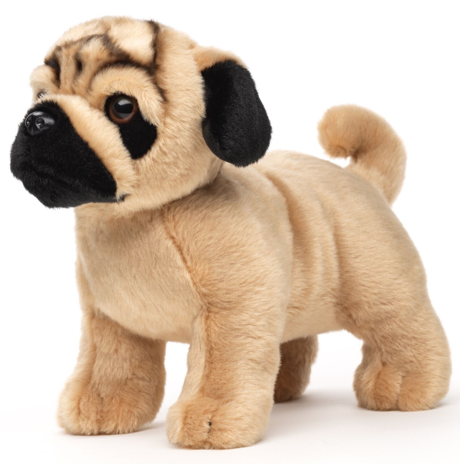 Mops, stehend (ohne Leine) - 'Uni-Toys Eco-Line' - 100 % recyceltes Material - 26 cm (Länge) - Keywords: Hund, Haustier, Plüsch, Plüschtier, Stofftier, Kuscheltier