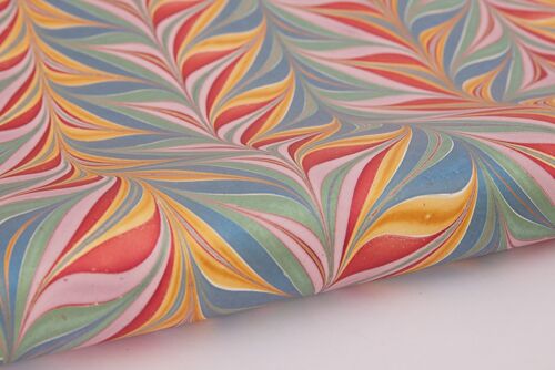 Hand Marbled Gift Wrap Sheet - Feathers Metallic Mix