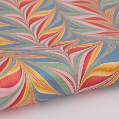 Hand Marbled Gift Wrap Sheet - Feathers Metallic Mix