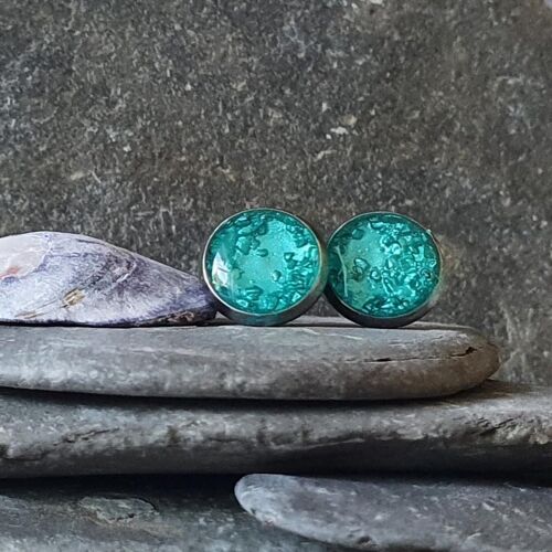 Sand & harbour blue round studs ,SKU036