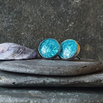 Sand & waters edge blue round studs ,SKU037