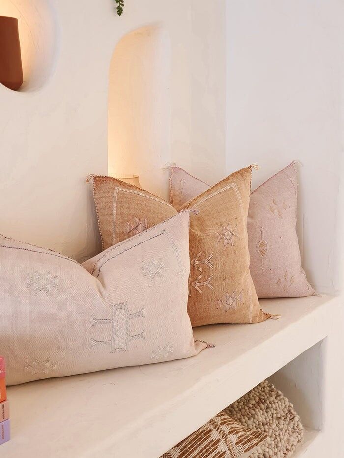 Cactus Silk Cushion Cover - Handwoven Artisan Throw Pillow 50x50cm