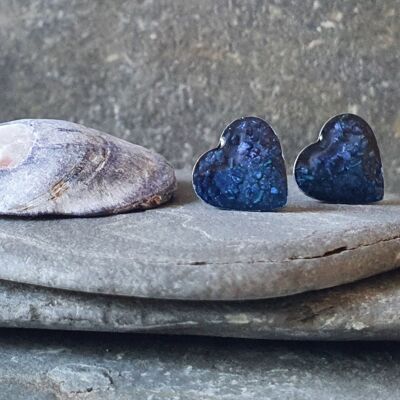 Aretes de corazón azul arena y noche, SKU039