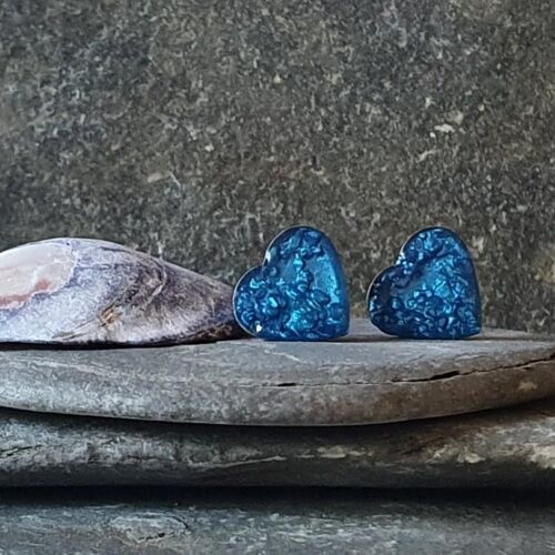 Sand & Bay blue heart studs ,SKU042