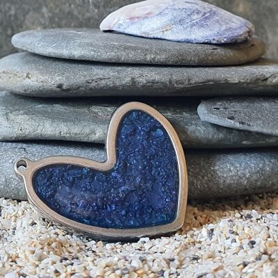 Sand & Nightime blue heart pendant ,SKU047