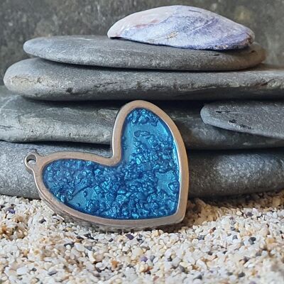 Pendentif coeur bleu Sand & Bay, SKU048
