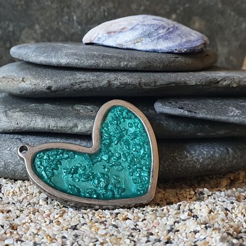 Sand & harbour blue heart pendant ,SKU049