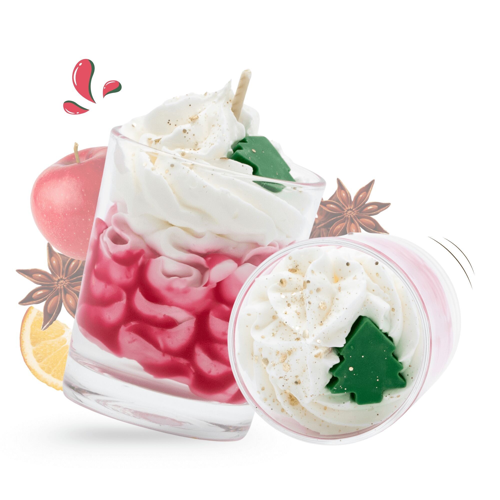 Small apple cinnamon whipped cream candle