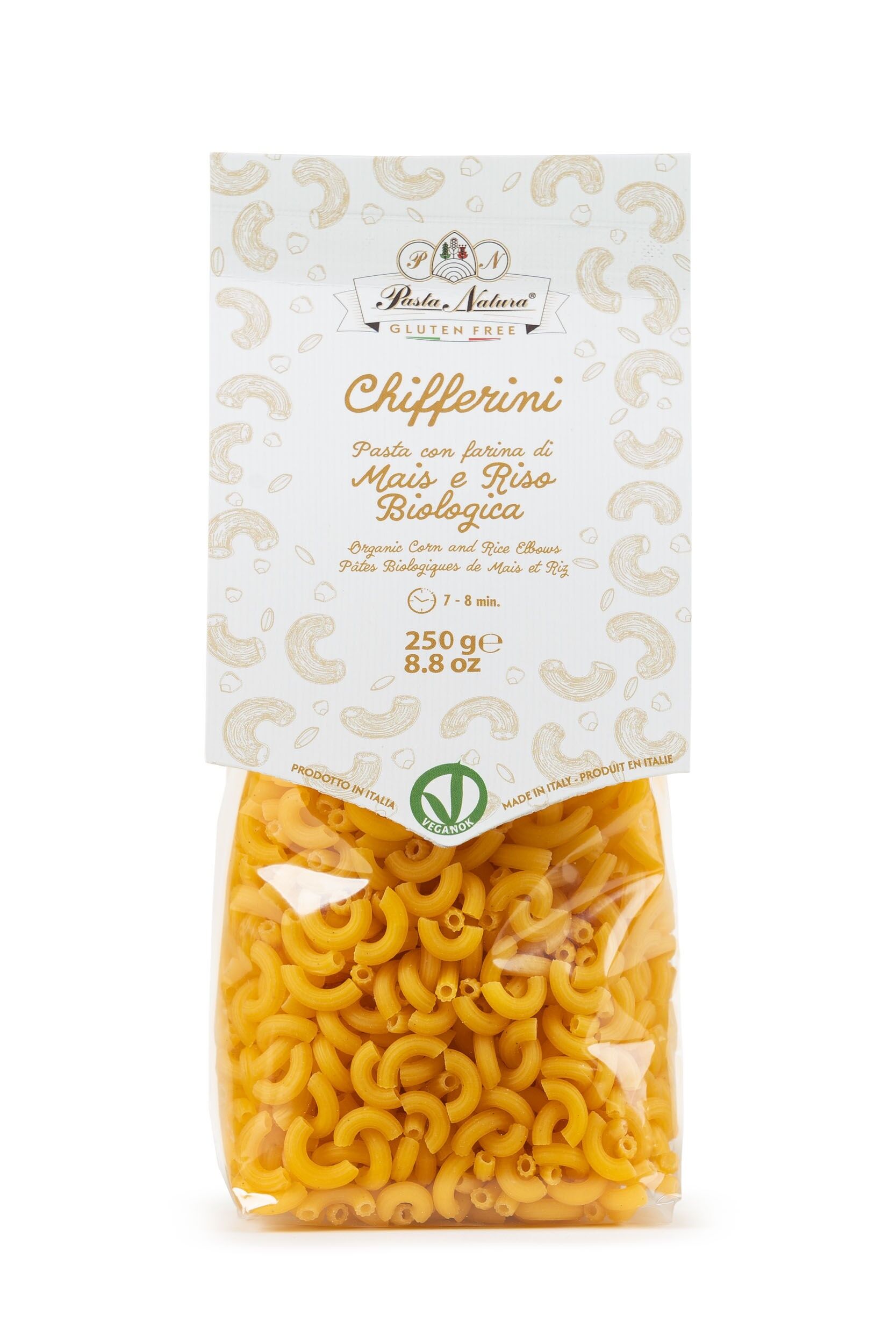 Organic and gluten-free corn and rice chifferini