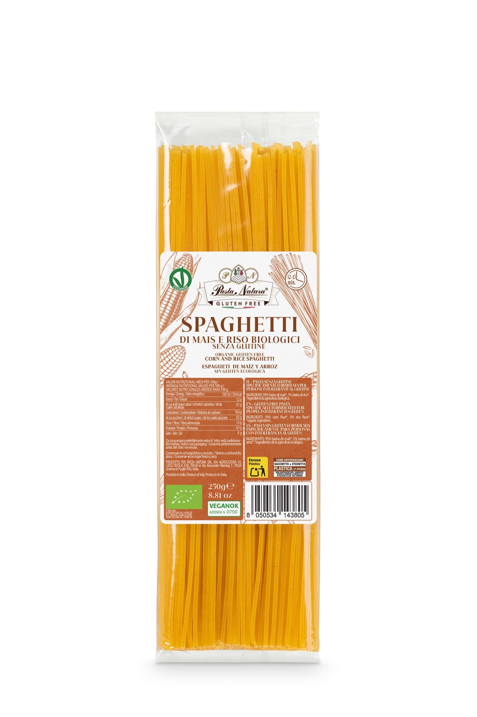 Spaghettis de maïs et de riz biologiques et sans gluten