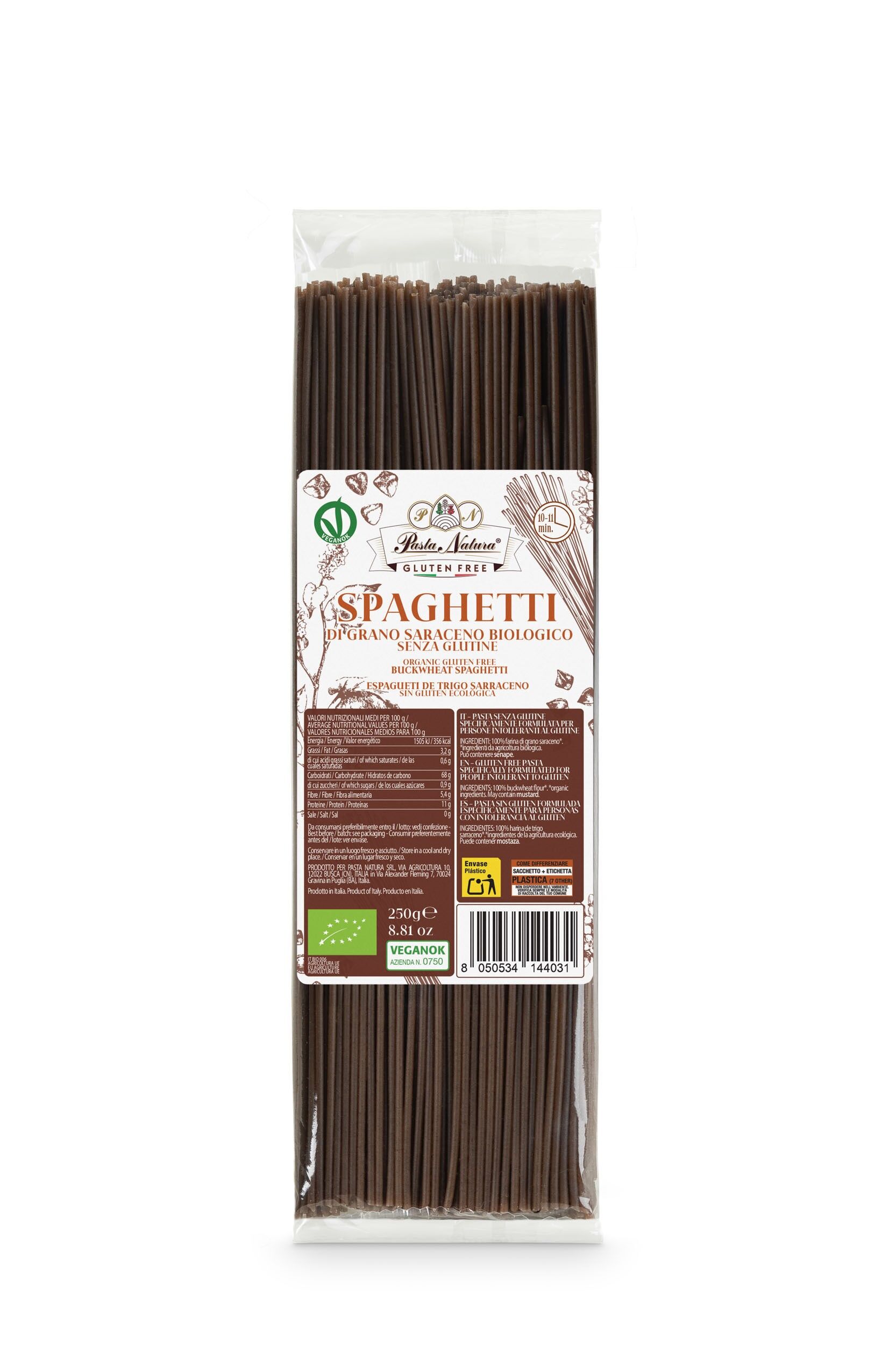 Organic and gluten-free buckwheat spaghetti