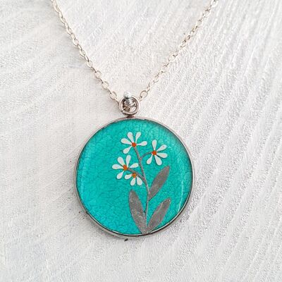 3 stem daisy pendant/necklace - Jade ,SKU206