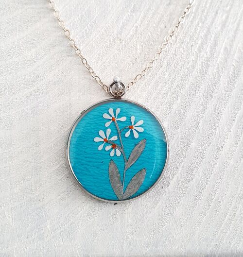 3 stem daisy pendant/necklace - Turquoise ,SKU207