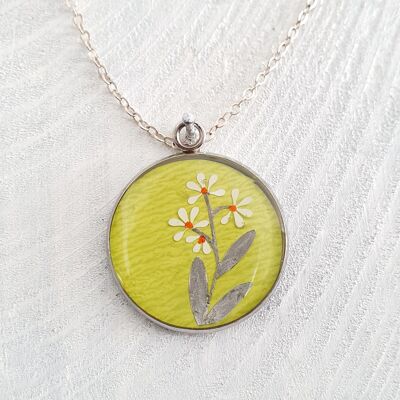 3 stem daisy pendant/necklace - Lime ,SKU210