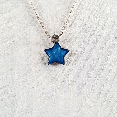 Mini pendentif-collier étoile - Perle bleu de mer ,SKU218