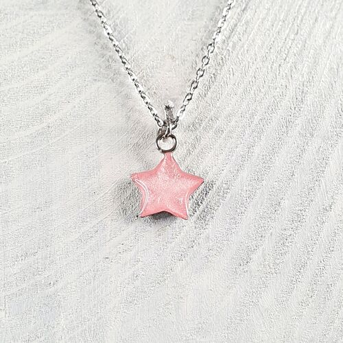 Star mini pendant-necklace - Baby pink ,SKU219