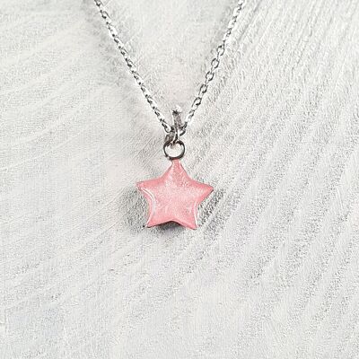 Mini collier pendentif étoile - Rose bébé ,SKU219