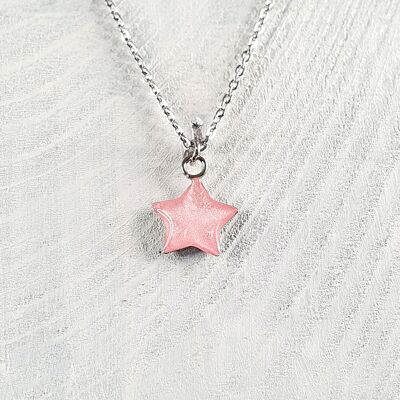 Star mini pendant-necklace - Baby pink ,SKU219