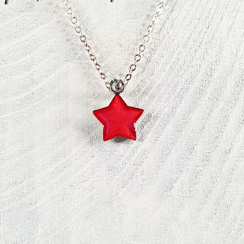 Star mini pendant-necklace - Iridescent pink ,SKU226