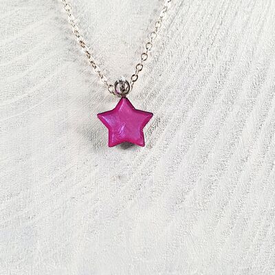 Star mini pendant-necklace - Iridescent purple ,SKU227