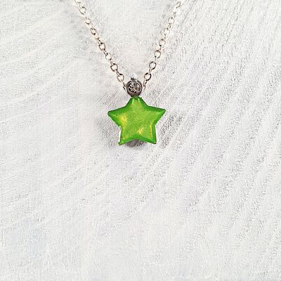 Star mini pendant-necklace - Iridescent green ,SKU229