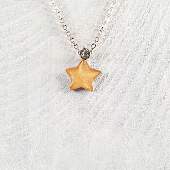 Collier pendentif mini étoile - Perle dorée ,SKU230