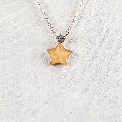 Star mini pendant-necklace - Gold pearl ,SKU230