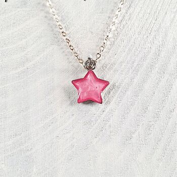 Mini collier pendentif étoile - Rose barbe à papa ,SKU231