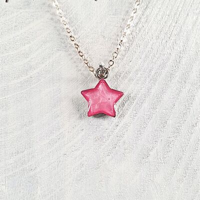Mini colgante-collar estrella - Candyfloss rosa, SKU231