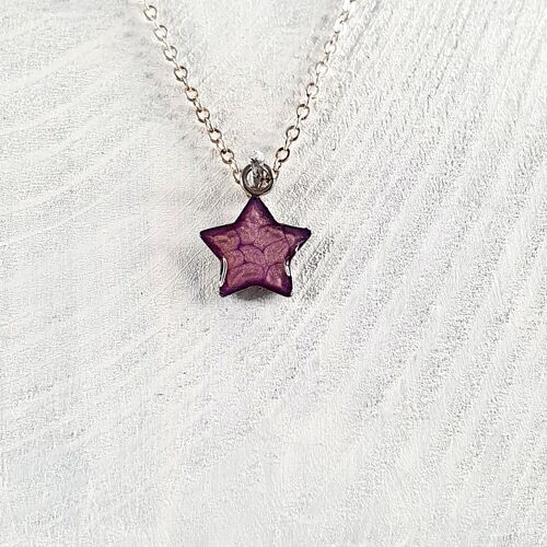 Star mini pendant-necklace - Purple ,SKU232